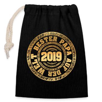 Father 2019 - Closable cotton gift bag (14x20cm) - black - Front