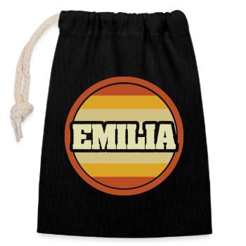 Vorname Emilia - Verschließbarer Geschenkbeutel aus Baumwolle (14x20cm) - Schwarz - Vorne