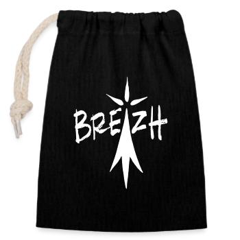 Breton white ermine breizh - Closable cotton gift bag (14x20cm) - black - Front
