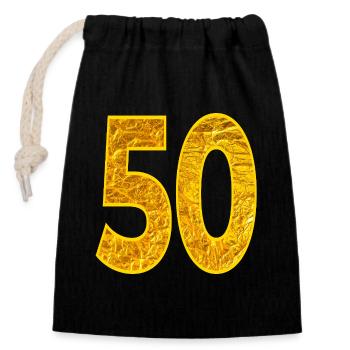 NUMÉRO 50e anniversaire - Sac cadeau en coton avec cordon (14 x 20 cm) - noir - Devant