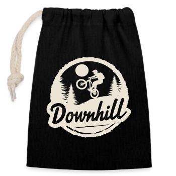 Downhill Mountain Bike Adventure in the Forest - Closable cotton gift bag (14x20cm) - black - Front