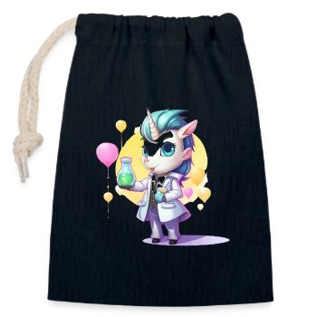 Laboratoire de Science des Licornes - Sac cadeau en coton avec cordon (14 x 20 cm) - bleu marine - Devant