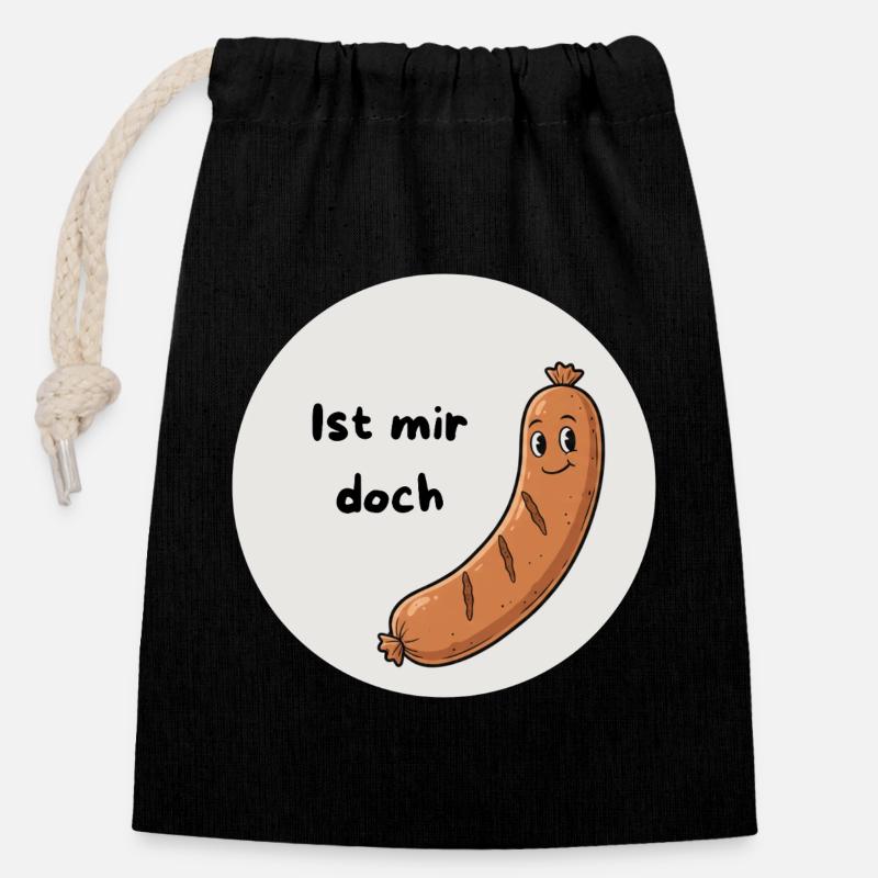 Ist mir doch Wurst - Verschließbarer Geschenkbeutel aus Baumwolle (14x20cm) - Schwarz