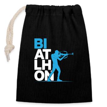 Biathlon Biathlete - Closable cotton gift bag (14x20cm) - black - Front