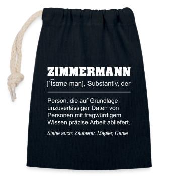 Zimmermann Definition Lustig – Handwerker Geschenk - Verschließbarer Geschenkbeutel aus Baumwolle (14x20cm) - Navy - Vorne