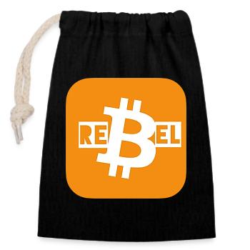 Bitcoin Rebel - Verschließbarer Geschenkbeutel aus Baumwolle (14x20cm) - Schwarz - Vorne