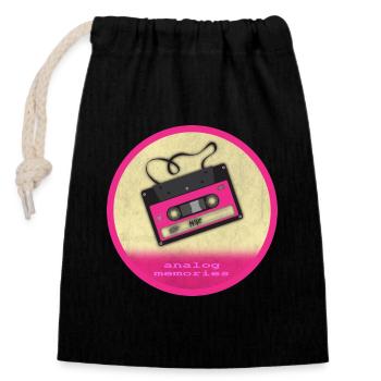 analog_memories - Closable cotton gift bag (14x20cm) - black - Front