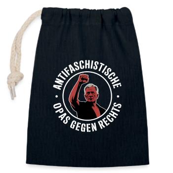 Anti-fascist grandpas against the right - Closable cotton gift bag (14x20cm) - navy - Front