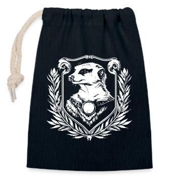 Heraldic meerkat - Closable cotton gift bag (14x20cm) - navy - Front