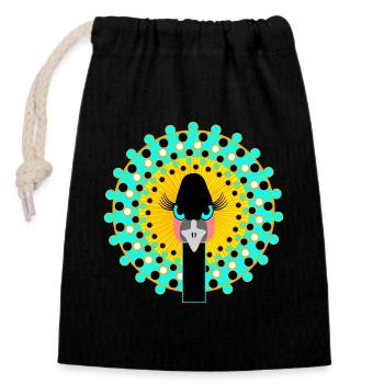Bird girl power - Closable cotton gift bag (14x20cm) - black - Front