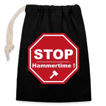 Stop Hammertime - Closable cotton gift bag (14x20cm) - black - Front
