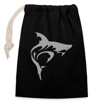 Shark - Closable cotton gift bag (14x20cm) - black - Front