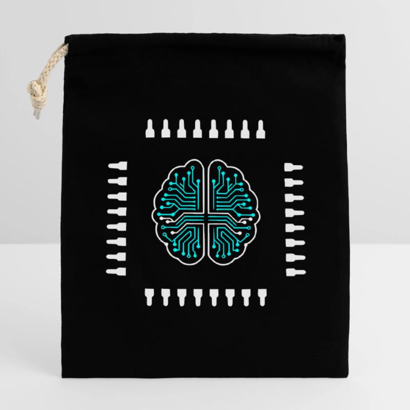 AI Brain Chip Processor Tech Vector Closable cotton gift bag (14x20cm)
