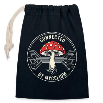 Réseau de champignons mycélium Biologie Technologie Nature - Sac cadeau en coton avec cordon (14 x 20 cm) - bleu marine - Devant