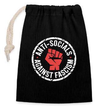 Antisoziale Antifa - Antifa Logo - Sac cadeau en coton avec cordon (14 x 20 cm) - noir - Devant