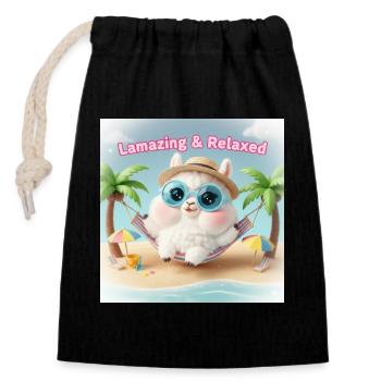 Llama Relax Beach Blue Glasses - Closable cotton gift bag (14x20cm) - black - Front