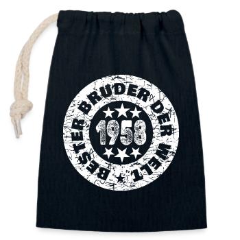 Jahrgang 1958 - Verschließbarer Geschenkbeutel aus Baumwolle (14x20cm) - Navy - Vorne