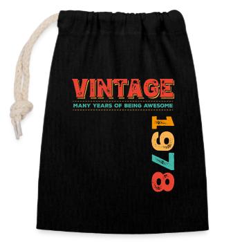 Millésime 1978 - Sac cadeau en coton avec cordon (14 x 20 cm) - noir - Devant