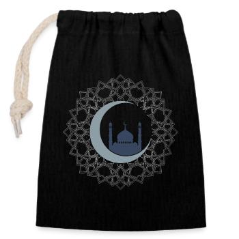 Islamische Kunst-Moschee Halbmond Elegant - Verschließbarer Geschenkbeutel aus Baumwolle (14x20cm) - Schwarz - Vorne