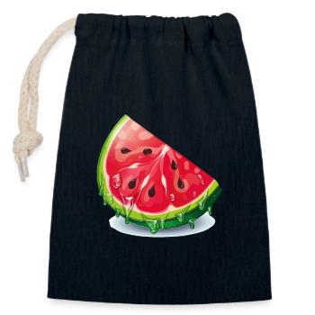 Tranche de pastèque - Sac cadeau en coton avec cordon (14 x 20 cm) - bleu marine - Devant