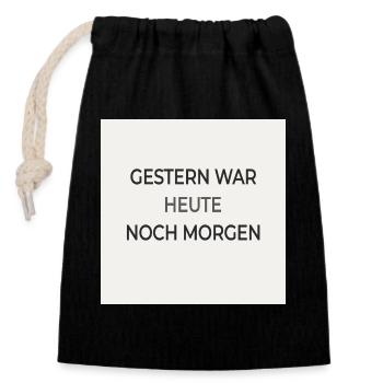 Gestern war heute noch morgen – Typografie Poster - Verschließbarer Geschenkbeutel aus Baumwolle (14x20cm) - Schwarz - Vorne