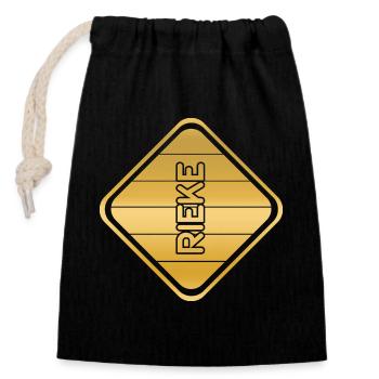 First name Rieke - Closable cotton gift bag (14x20cm) - black - Front