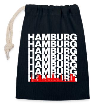 HAMBURG SKYLINE SILHOUETTE! - Verschließbarer Geschenkbeutel aus Baumwolle (14x20cm) - Navy - Vorne