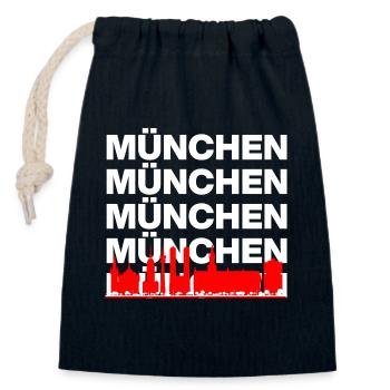 MÜNCHEN SKYLINE, STOLZ AUS BAYERN! MIR SAN MÜNCHEN - Verschließbarer Geschenkbeutel aus Baumwolle (14x20cm) - Navy - Vorne