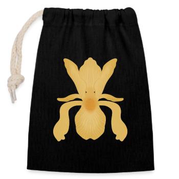 Floraison d’Iris doré - Sac cadeau en coton avec cordon (14 x 20 cm) - noir - Devant