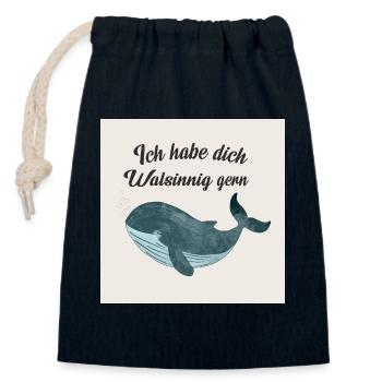 Not insane. Just different, normal. Whale - Closable cotton gift bag (14x20cm) - navy - Front