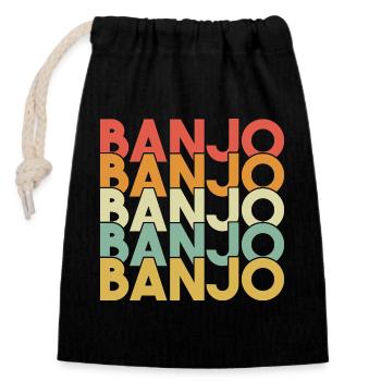 Banjo Retro Vintage - Closable cotton gift bag (14x20cm) - black - Front