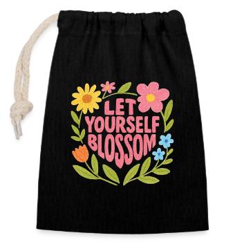 Floraison printanière - Sac cadeau en coton avec cordon (14 x 20 cm) - noir - Devant