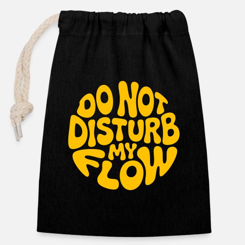 Ne dérange pas mon flux jaune marqué - Sac cadeau en coton avec cordon (14 x 20 cm) - noir
