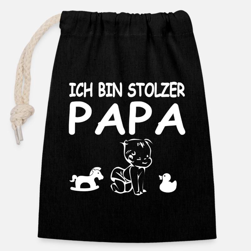 Papa - Sac cadeau en coton avec cordon (14 x 20 cm) - noir