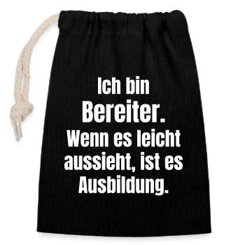 Bereiter Spruch: Training wirkt sichtbar - Verschließbarer Geschenkbeutel aus Baumwolle (14x20cm) - Schwarz - Vorne