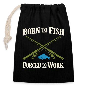 Fishing Lifestyle Angler for Life Fish - Closable cotton gift bag (14x20cm) - black - Front