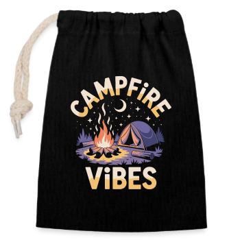 Campfire Vibes - Closable cotton gift bag (14x20cm) - black - Front
