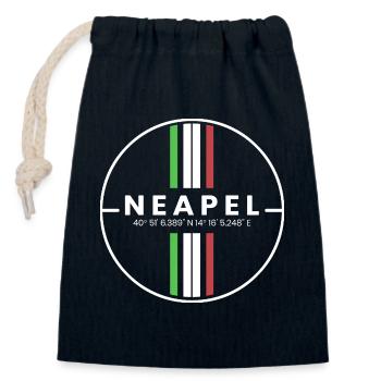 Neapel Koordinaten - Verschließbarer Geschenkbeutel aus Baumwolle (14x20cm) - Navy - Vorne