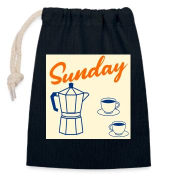 Sunday Coffee Couple - Closable cotton gift bag (14x20cm) - navy - Front