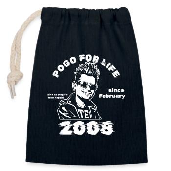 18. Geburtstag Pogo for life since 02/2008 - Verschließbarer Geschenkbeutel aus Baumwolle (14x20cm) - Navy - Vorne
