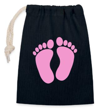 Pieds de bébé - Sac cadeau en coton avec cordon (14 x 20 cm) - bleu marine - Devant