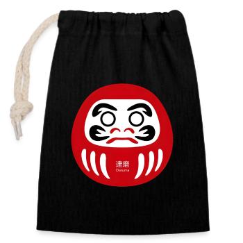 Daruma Focus - Verschließbarer Geschenkbeutel aus Baumwolle (14x20cm) - Schwarz - Vorne