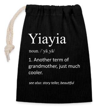 Yiayia Definition Substantiv Griechisch Großmutter Cooler - Verschließbarer Geschenkbeutel aus Baumwolle (14x20cm) - Schwarz - Vorne