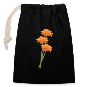Orange Gerbera Trio - Sac cadeau en coton avec cordon (14 x 20 cm) - noir - Devant