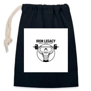 IRON_LEGACY GYM - Closable cotton gift bag (14x20cm) - navy - Front