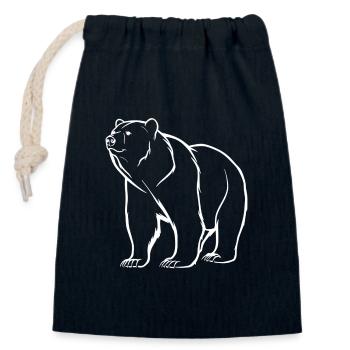 Silhouette d’ours minimaliste et logo symbolique - Sac cadeau en coton avec cordon (14 x 20 cm) - bleu marine - Devant