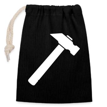 Hammer Tool Craft Icon Vector - Closable cotton gift bag (14x20cm) - black - Front