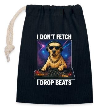 Labrador DJ: I Don't Fetch, I Drop Beats! - Closable cotton gift bag (14x20cm) - navy - Front