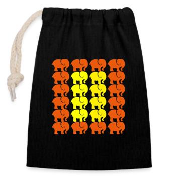Éléphant - Sac cadeau en coton avec cordon (14 x 20 cm) - noir - Devant