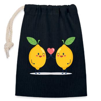 Cuddly lime love - Closable cotton gift bag (14x20cm) - navy - Front
